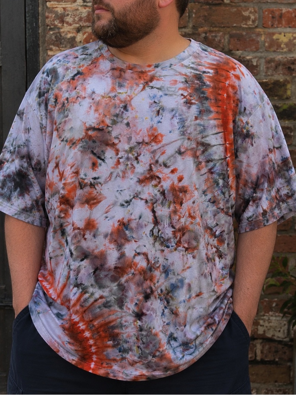 Hand Ice Dyed Abstract Tee Men’s 3XLT OOAK Streetwear Festival 3XL Tall Shirt